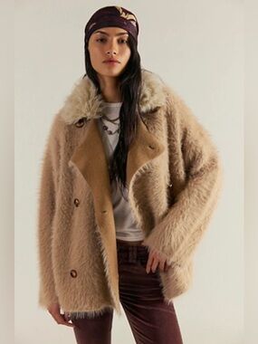 FREE PEOPLE Catch Feelings Sweater cardigan in Cafe Au Lait Combo Sz M NWT $198